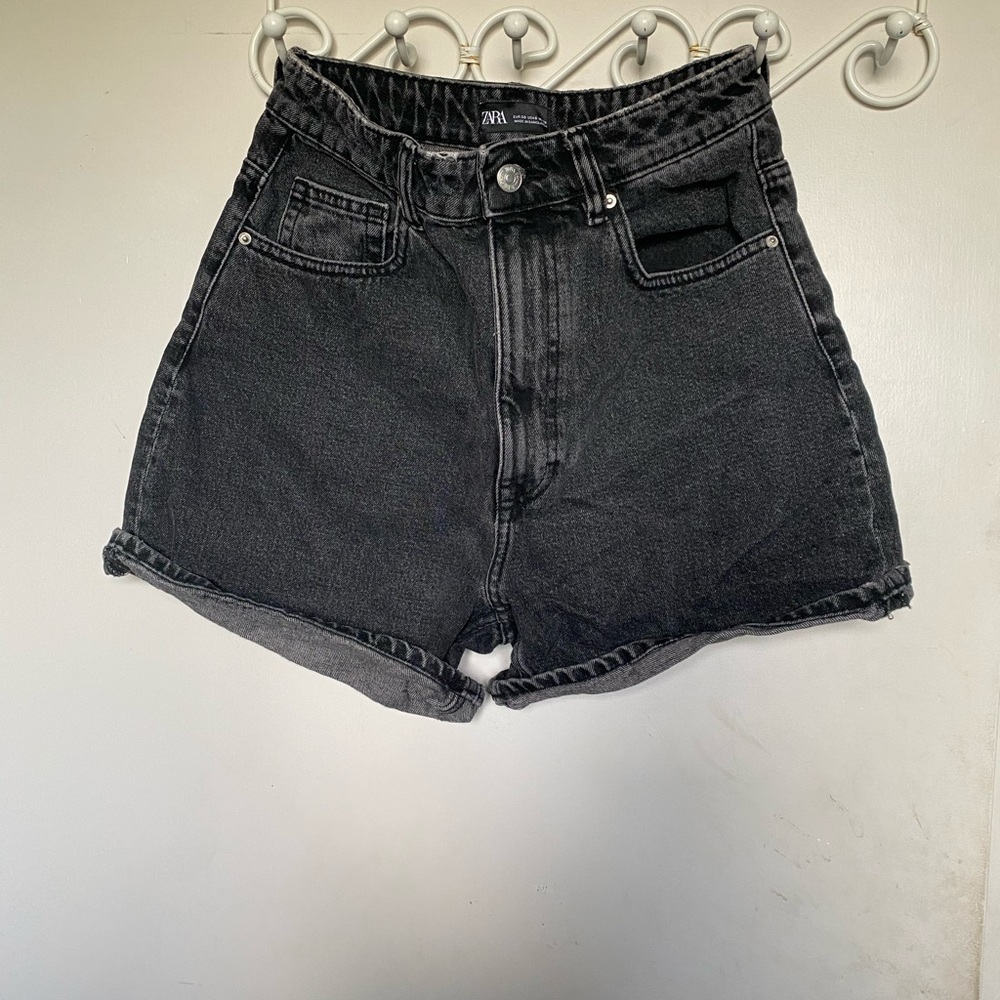 High waisted black jeans mom shorts